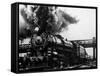 Railroad Steam Engine Billowing Smoke-Dorien Leigh-Framed Stretched Canvas