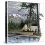 Railroad Surveyors' Camp in the Rocky Mountains, 1800s-null-Stretched Canvas