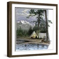 Railroad Surveyors' Camp in the Rocky Mountains, 1800s-null-Framed Giclee Print