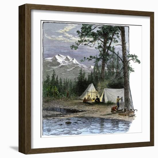 Railroad Surveyors' Camp in the Rocky Mountains, 1800s-null-Framed Giclee Print