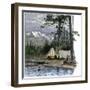 Railroad Surveyors' Camp in the Rocky Mountains, 1800s-null-Framed Giclee Print