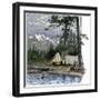 Railroad Surveyors' Camp in the Rocky Mountains, 1800s-null-Framed Giclee Print