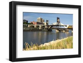 Railroad Track and Robert Street Bridge from Raspberry Island. Downtown Saint Paul, Minnesota-PhotoImages-Framed Photographic Print