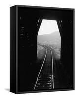Railroad Tracks as Seen Through the Tunnel-Peter Stackpole-Framed Stretched Canvas