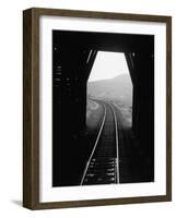 Railroad Tracks as Seen Through the Tunnel-Peter Stackpole-Framed Photographic Print