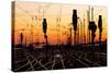 Railroad Tracks At Sunset-Patrick Poendl-Stretched Canvas