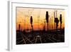 Railroad Tracks At Sunset-Patrick Poendl-Framed Art Print