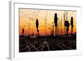 Railroad Tracks At Sunset-Patrick Poendl-Framed Art Print