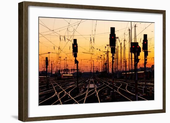 Railroad Tracks At Sunset-Patrick Poendl-Framed Art Print