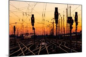 Railroad Tracks At Sunset-Patrick Poendl-Mounted Art Print