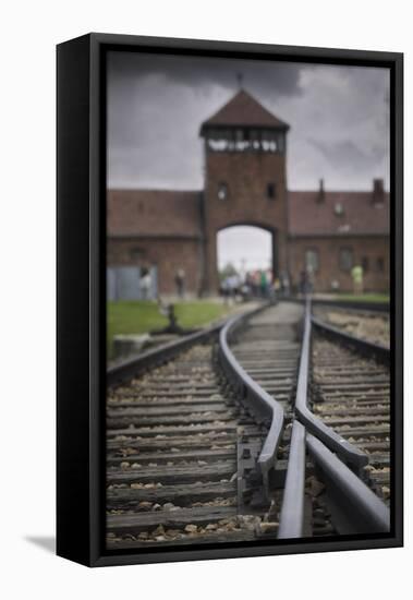 Railroad Tracks Leading into KL Auschwitz II-Jon Hicks-Framed Stretched Canvas