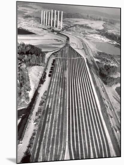 Railroad Tracks Leading to World's Biggest Coal-Fueled Generating Plant, under Construction by TVA-Margaret Bourke-White-Mounted Photographic Print