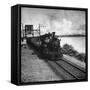 Railroad Train Following Tracks Beside Panama Canal-Thomas D^ Mcavoy-Framed Stretched Canvas