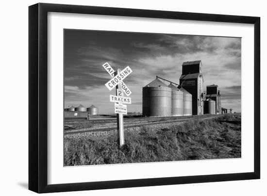 Railroad with Large Grain Stores-Rip Smith-Framed Photographic Print