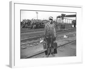 Railroad Worker, C.1900 (B/W Photo)-American Photographer-Framed Giclee Print