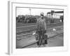 Railroad Worker, C.1900 (B/W Photo)-American Photographer-Framed Giclee Print