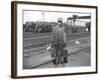 Railroad Worker, C.1900 (B/W Photo)-American Photographer-Framed Giclee Print