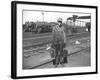 Railroad Worker, C.1900 (B/W Photo)-American Photographer-Framed Giclee Print