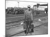 Railroad Worker, C.1900 (B/W Photo)-American Photographer-Mounted Giclee Print