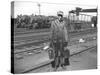 Railroad Worker, C.1900 (B/W Photo)-American Photographer-Stretched Canvas