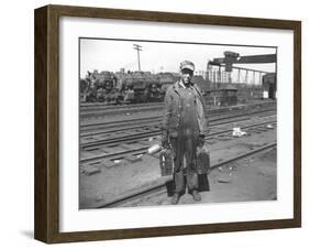 Railroad Worker, C.1900 (B/W Photo)-American Photographer-Framed Giclee Print