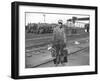 Railroad Worker, C.1900 (B/W Photo)-American Photographer-Framed Giclee Print