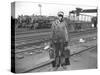 Railroad Worker, C.1900 (B/W Photo)-American Photographer-Stretched Canvas