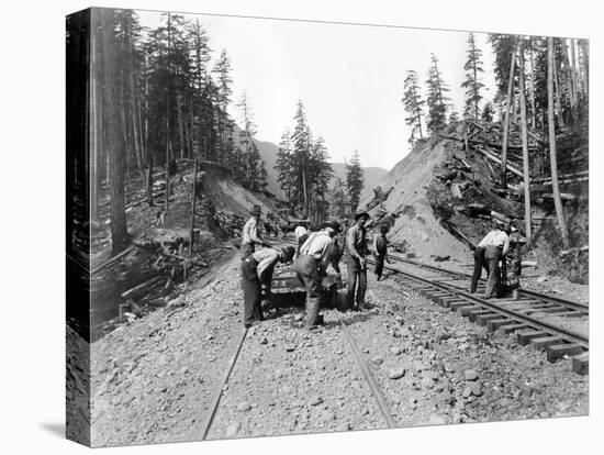 Railroad Workers, Circa 1919-Asahel Curtis-Stretched Canvas