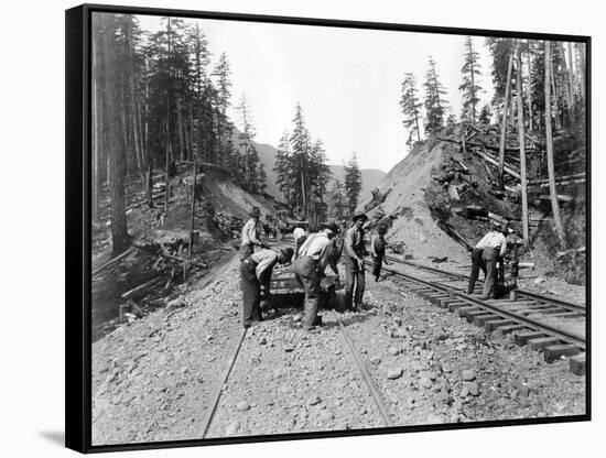 Railroad Workers, Circa 1919-Asahel Curtis-Framed Stretched Canvas