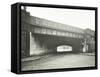 Railway Bridge across Globe Road, Bethnal Green, London, 1914-null-Framed Stretched Canvas