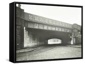 Railway Bridge across Globe Road, Bethnal Green, London, 1914-null-Framed Stretched Canvas