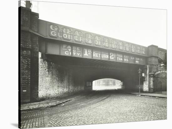 Railway Bridge across Globe Road, Bethnal Green, London, 1914-null-Stretched Canvas