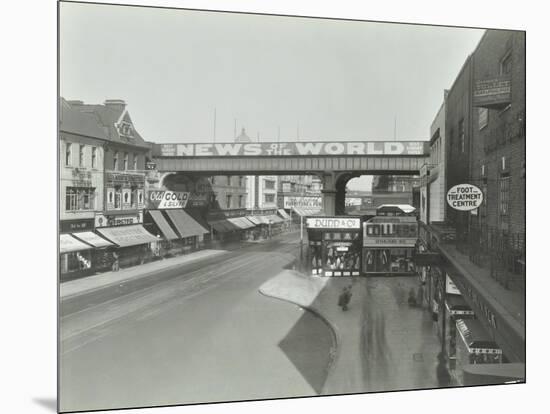 Railway Bridge and Advertising over the Brixton Road, Lambeth, London, 1938-null-Mounted Photographic Print