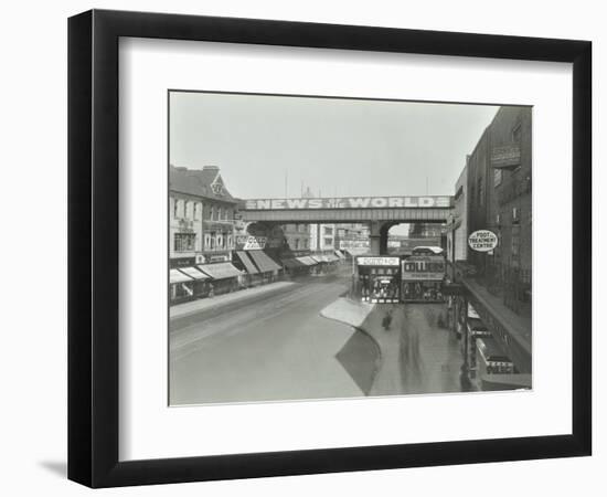 Railway Bridge and Advertising over the Brixton Road, Lambeth, London, 1938-null-Framed Photographic Print