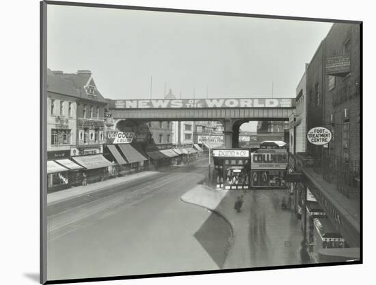 Railway Bridge and Advertising over the Brixton Road, Lambeth, London, 1938-null-Mounted Photographic Print