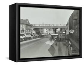 Railway Bridge and Advertising over the Brixton Road, Lambeth, London, 1938-null-Framed Stretched Canvas