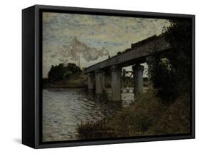 Railway Bridge at Argenteuil, c.1873-Claude Monet-Framed Stretched Canvas