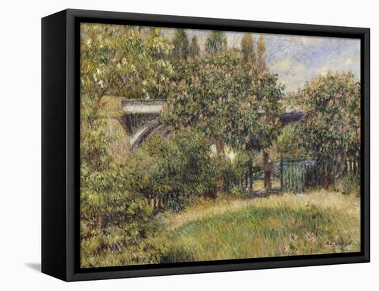 Railway Bridge at Chatou (Yvelines) or Chestnut Rose-Pierre-Auguste Renoir-Framed Stretched Canvas