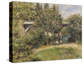 Railway Bridge at Chatou (Yvelines) or Chestnut Rose-Pierre-Auguste Renoir-Stretched Canvas