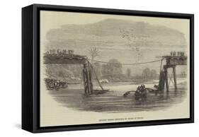 Railway Bridge Destroyed by Floods in Ceylon-null-Framed Stretched Canvas