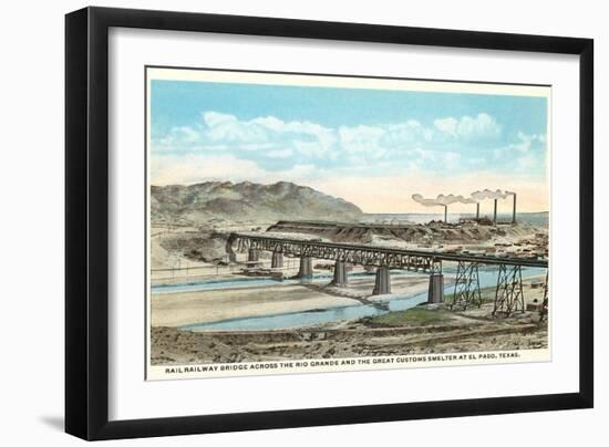 Railway Bridge over Rio Grande, El Paso, Texas-null-Framed Art Print