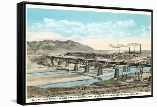 Railway Bridge over Rio Grande, El Paso, Texas-null-Framed Stretched Canvas