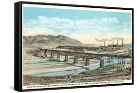 Railway Bridge over Rio Grande, El Paso, Texas-null-Framed Stretched Canvas