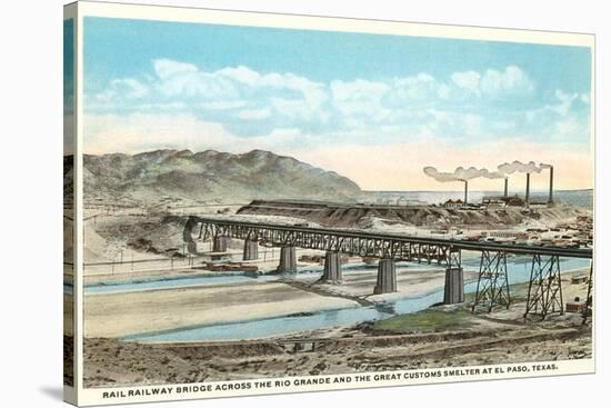 Railway Bridge over Rio Grande, El Paso, Texas-null-Stretched Canvas