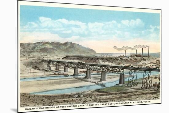 Railway Bridge over Rio Grande, El Paso, Texas-null-Mounted Art Print