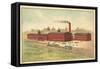 Railway Line in Front of the Factory of the Oval Churn Company-null-Framed Stretched Canvas