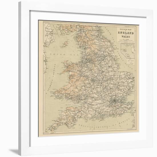 Railway Map of England and Wales-null-Framed Giclee Print