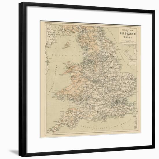 Railway Map of England and Wales-null-Framed Giclee Print