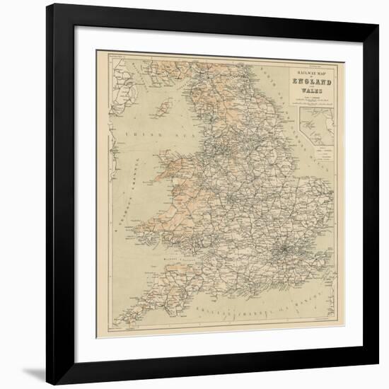 Railway Map of England and Wales-null-Framed Giclee Print