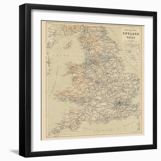 Railway Map of England and Wales-null-Framed Giclee Print